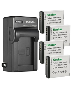 Kastar 4-Pack Battery and AC Wall Charger Replacement for Panasonic Lumix DMC-GM1KD, Lumix DMC-GM1KEB, Lumix DMC-GM1KK, Lumix DMC-GM1KS, Lumix DMC-GM1KW, Lumix DMC-GM1S, Lumix DMC-GM1W Cameras