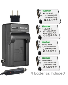 Kastar NP-48 Battery (4-Pack) and Charger Kit for Fujifilm NP-48, FNP48, BC-48 Work with Fujifilm XQ1, XQ2 Digital Cameras