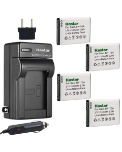 Kastar Battery 4X + Charger for Samsung BP-70A BP70A ST90 ST95 ST100 ST150F ST700 ST6500 SL50 SL600 SL605 SL630 WB30F WB35F WB50F ES70 ES80 MV800 DV150F PL20 PL80 PL120 PL170 PL200 TL105 TL110 TL205
