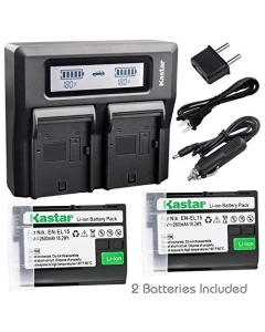 Kastar Fast Dual LCD Charger + 2X Battery for Nik EN-EL15 Battery, Nik MH-25 Charger and Nik 1 V1 D500 D600 D610 D750 D800 D800E D810 D810A D850 D7000 D7100 D7200 D7500 Digital Cameras