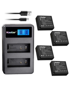 Kastar USB LCD Dual Charger and 4 Pack Battery for Panasonic DMW-BLE9 BLE9E BLE9PP DMW-BLG10 BLG10E DE-A98 Leica BP-DC15 and Panasonic Lumix DMC-TZ81 Lumix DMC-TZ85 Leica D-Lux Type 109 C-Lux Cameras