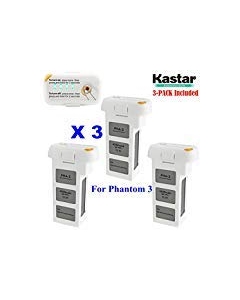 Kastar Intelligent Flight Battery Phantom 3 (3-Pack) High Capacity 4,500 mAh 15.2 V (4 Cells in Serial, 4S)- 24 Minute Flying Time - for The Phantom 3 Professional and Phantom 3 Advance