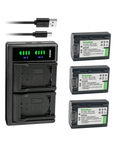 Kastar 3-Pack Battery and LTD2 USB Charger Replacement for Sony HDR-PJ390, HDR-PJ420, HDR-PJ50, HDR-PJ510, HDR-PJ540, HDR-PJ580, HDR-PJ650, HDR-PJ670, HDR-PJ710, HDR-PJ740, HDR-PJ760, HDR-PJ780