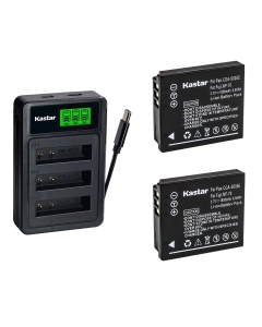 Kastar 2-Pack Battery with LZD3 USB Triple Charger Compatible with Panasonic CGA-S005 Kodak LB-080 Samsung IA-BH125C Ricoh DB-60 DB-65 Sigma BP-41 Pentax D-Li106 Leica BP-DC4 Fujifilm NP-70 Camera