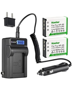 Kastar 2-Pack NP-85 Battery and LCD AC Charger Compatible with Fujifilm FinePix SL240 FinePix SL245 FinePix SL260 FinePix SL280 FinePix SL285 Finepix SL300 FinePix SL305 FinePix SL1000 FinePix S1