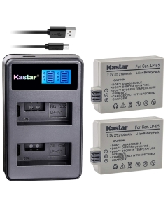 Kastar Battery (X2) & LCD Dual Slim Charger Replacement for LP-E5 LPE5 and EOS Rebel XS, Rebel T1i, Rebel XSi, 1000D, 500D, 450D, Kiss X3, Kiss X2, Kiss F Digital Camera, BG-E5 Grip