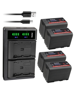 Kastar 4-Pack BP-950G Pro Battery and LTD2 USB Charger Compatible with Canon XL-1, XL-1S, XL-2, XH-A1, XH-A1 HDV, XH-A1S HD, XH-A1SE HDV, XM1, XM2, XV1, XV2, C2, FV1, DM-MV1, DM-MV10, DM-MV20 Camera