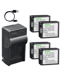 Kastar 4-Pack Battery and AC & USB-C Charger, Compatible with Panasonic DMW-BLB13 BLB13E, for Lumix DMC-G1 G2 G10 GF1 GH1 Mirrorless Cameras