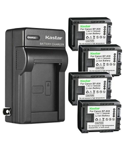 Kastar 4-Pack BP-808 BP808 Battery and AC Wall Charger Compatible with Canon VIXIA HF M400, VIXIA HF M406, VIXIA HF S10, VIXIA HF S11, VIXIA HF S20, VIXIA HF S21, VIXIA HF S30, VIXIA HF S100 Cameras