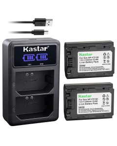 Kastar 2-Pack Battery + Charger for Sony NP-FZ100 BC-QZ1, Sony Alpha 9, Alpha A9, Alpha 9R, Alpha A9, Alpha A9R, Alpha a9S, Alpha A7R III, Alpha A7R3, Alpha ILCE-7RM3, Alpha a6600, Alpha 1 Mirrorless