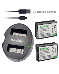 Kastar Battery (X2) & Dual USB Charger for LP-E10, LC-E10 and EOS 1100D, EOS 1200D, EOS Rebel T3, EOS Rebel T5, EOS Kiss X50, EOS Kiss X70 DSLR Camera & LPE10 Grip