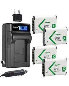 Kastar 4-Pack NP-BX1 Battery and LCD AC Charger Compatible with Sony Cyber-Shot DSC-RX100M5 (RX100 V), Cyber-Shot DSC-RX100M6 (RX100 VI), Cyber-Shot DSC-RX100M7 (RX100 VII) Cameras