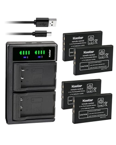 Kastar 4-Pack Battery and LTD2 USB Charger Compatible with Listen LA-365 Battery, Listen iDSP RF Receiver, M1, Media Interface, Point M1 Microphone, LR-5200-072 Advanced Intelligent DSP RF Receiver