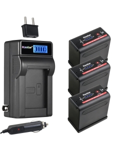 Kastar 3-Pack BP-980G Pro Battery and LCD AC Charger Compatible with Canon EOS C300, EOS C300 PL, EOS C500, EOS C500 PL, ES50, ES55, ES60, ES65, ES75, ES300V, ES410V, ES420V, ES520A, ES4000, ES5000