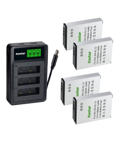 Kastar 4-Pack Battery with LZD3 USB Triple Charger Compatible with Nikon EN-EL12, Coolpix A900 A1000 B600 W300 AW100 AW120 P300 P330 S6100 S8200 S9100 S9700 S9900 KeyMission Cameras