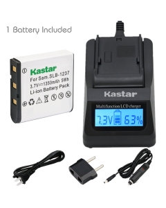 Kastar Fast Charger Kit and SLB1237 Battery (1-Pack) for Samsung SLB-1237 and Digimax L55 Digimax L55W Digimax L85 Epson L500V Cameras