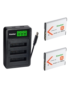 Kastar 2-Pack Battery with LZD3 USB Triple Charger Compatible with Sony NP-BN1 Type N, DSC-W310 W320 W350 W530 W650 W800 WX5 WX50 WX100 TX5 TX7 TX10 TX30 QX10 QX30 QX100 Cameras