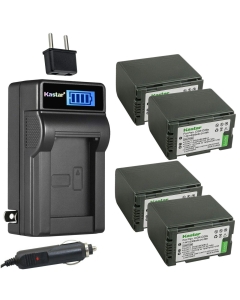 Kastar 4-Pack CGR-D28 Battery and LCD AC Charger Compatible with Panasonic PV-BP8, PV-D401, PV-VM202, DZ-MX5000, VDR-M10, VDR-M20, AJ-PCS060G(Portable Hard Disk), AG-3DA1, AG-3DA1E, AG-3DA1P
