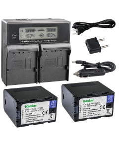 Kastar LCD Dual Fast Charger & Battery 2X for JVC SSL-JVC70 SSL-JVC75 BN-S8I50 GY-HMQ10 GY-LS300 GY-HM200 GY-HM200HW GY-HM200U GY-HM600 GY-HM600E GY-HM620U GY-HM650 GY-HM650SC GY-HM650U GY-HM660SC