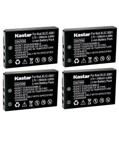 Kastar KLIC-5001 Battery 4-Pack for Kodak Easyshare P712 P850 P880 Z730 Z760 Z7590 DX6490 DX7440 DX7590 DX7630 Zoom, Sanyo Xacti VPC-HD2000 DMX-HD1000 DMX-HD1010 DMX-HD2000 DMX-FH11 DMX-TH1 DMX-WH1