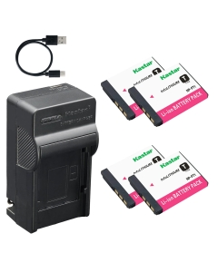 Kastar 4-Pack Battery and AC & USB-C Charger, Compatible with FT1 Camera, for Sony Cyber-Shot L1 M1 M2 T1 T3 T5 T9 T10 T11 T33 Digital Camera