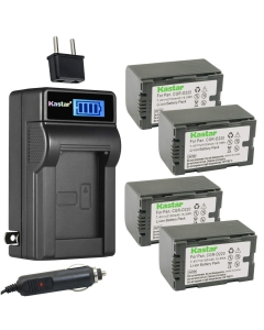 Kastar 4-Pack CGR-D16S Battery and LCD AC Charger Compatible with Panasonic DZ-MX5000, VDR-M10, VDR-M20, AJ-PCS060G(Portable Hard Disk), AG-3DA1, AG-3DA1E, AG-3DA1P, AG-AC90, AG-AC90P, AG-AC90PJ
