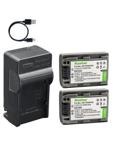 Kastar 2-Pack Battery and AC & USB-C Charger, Compatible with Sony NP-FP30 FP50 FP51 FP60 FP70 FP71 FP90 FP91, for DCR-DVD HC SR Series and HDR-HC3 Camcorders