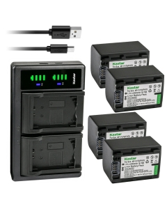 Kastar 4-Pack Battery and LTD2 USB Charger Replacement for Sony HDR-TD30, HDR-XR150, HDR-XR155, HDR-XR160, HDR-XR260, HDR-XR350, HDR-XR350VE, Andoer HDV-201LM, HDR-AE8 4K WiFi Full HD 1080p 60fps