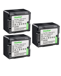 Kastar CGA-DU14 Battery (3-Pack) Replacement for Panasonic CGA-DU14 CGA-DU21 VBD140 VBD210 NV-GS508 MX500 PV-GS500 SDR-H280 VDR-D400 M75 M95 M250, Hitachi DZ-BP21SJ DZ-BP14S DZ-BP7S DZ-BP14SW Camera