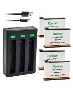 Kastar 4-Pack Battery and Triple USB Charger Compatible with Insta 360 ONE X2 Rechargeable Lithium Polymer Battery, Insta360 ONE X2 Action Camera (Non-Waterproof)