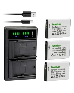 Kastar 3-Pack Battery and LTD2 USB Charger Replacement for Samsung SLB-1137DBattery, Samsung i80, i85, i100, NV11, NV24HD, NV30, NV40, NV100HD, NV103, NV106 HD, Digimax L74 Wide, TL34HD Cameras