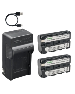 Kastar 2-Pack Battery and AC & USB-C Charger, Compatible with NP-F550 NP-F570 NP-F750 NP-F970, for Motorized Camera Sliders Pan Tilt Heads Systems