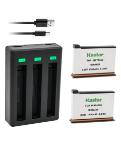 Kastar 2-Pack Battery and Triple USB Charger Compatible with Insta 360 ONE X2 Rechargeable Lithium Polymer Battery, Insta360 ONE X2 Action Camera (Non-Waterproof)