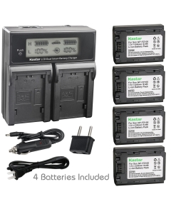 Kastar Battery 4 Pack and LCD Dual Fast Charger for Sony NP-FZ100 BC-QZ1 NPA-MQZ1K and Sony Alpha ILCE-7M3K, Alpha A7R III, Alpha A7R3, Alpha ILCE-7RM3 Camera, Sony VG-C3EM Grip