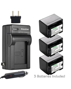 Kastar (Fully DECODED Battery (3-Pack) + Charger for Canon BP-727 and VIXIA HF M50, HF M52, HF M500, HF R30, HF R32, HF R40, HF R42, HF R50, HF R52, HF R60, HF R62, HF R300, HF R400, HF R500, HF R600