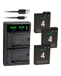 Kastar 3-Pack Battery and LTD2 USB Charger Compatible with DJI Osmo Action 3/4/5 Pro Battery, DJI Osmo Action 3, Action 4, Action 5 Pro Sport Camera