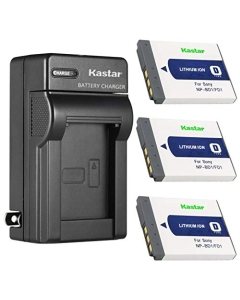 Kastar 3Pack Battery and AC Wall Charger Replacement for Sony NP-BD1 Battery, Sony BC-CSD BC-CS3 Charger, Sony Cyber-shot DSC-T300, Cyber-shot DSC-T500, Cyber-shot DSC-T700, Cyber-shot DSC-T900 Camera