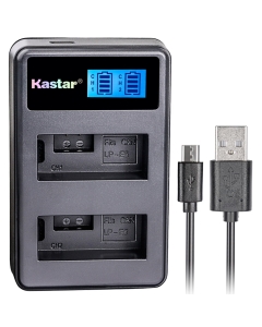 Kastar LCD Dual Slim Charger for Canon LP-E5 LPE5 and Canon EOS Rebel XS, Rebel T1i, Rebel XSi, 1000D, 500D, 450D, Kiss X3, Kiss X2, Kiss F Digital Camera, BG-E5 Grip