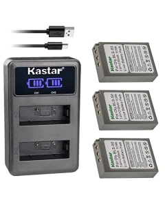 Kastar 3-Pack BLS-50 Battery and LED2 USB Charger Compatible with Olympus OM System OM-5 Mirrorless Camera, Olympus OM-D E-M5 Mark III Mirrorless Camera