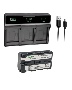 Kastar 1-Pack Battery and Triple Charger Replacement for Sony NP-F330 NP-F530 NP-F550 NP-F570 Battery