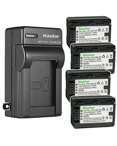 Kastar 4-Pack Battery and AC Wall Charger Replacement for Panasonic SDR-T76, SDR-T76K, SDR-T95, HC-V10, HC-V10EB-K, HC-V10EB-R, HC-V10EG-K, HC-V10EG-R, HC-V10GK, HC-V10K, HC-V10M, HC-V100, HC-V100K