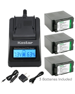 Kastar Ultra Fast Charger(3X faster) Kit and Battery (3-Pack) for Panasonic CGR-D54S, CGA-D54, VSK0581 and Panasonic AG-3DA1, AG-AC90, AG-DVC30, AG-DVC32, AG-DVC33, AG-DVC60, AG-DVC62, AG-DVC63, AG-DVC80, AG-DVC180, AG-DVX100, AG-DVX102, AG-HPX170, AG-HPX