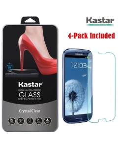 Kastar S3 Screen Protector (4-PACK), Premium Tempered Crystal Clear Glass Screen Protector for Samsung Galaxy S3, S III, i9300 AT&T, T-Mobile, Sprint, Verizon Smartphone