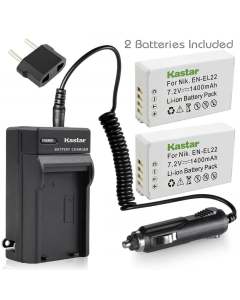 Kastar Battery (2-Pack) and Charger Kit for Nik EN-EL22, MH-29 Work with Nik 1 J4, Nik 1 S2 Cameras