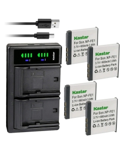 Kastar 4-Pack Battery and LTD2 USB Charger Replacement for Sony NP-FE1 NPFE1 Battery, Sony BC-CS3 Charger, Sony Cyber-Shot DSC-T7, Cyber-Shot DSC-T7/B, Cyber-Shot DSC-T7/S Digital Cameras