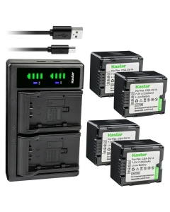 Kastar 4-Pack CGA-DU14 Battery and LTD2 USB Charger Compatible with Panasonic NV-GS26 NV-GS27 NV-GS28 NV-GS30 NV-GS33 NV-GS35 NV-GS37 NV-GS38 Camera, CGA-DU06 CGA-DU07 CGA-DU14 CGA-DU12 Battery
