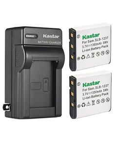 Kastar 2-Pack Battery and AC Wall Charger Replacement for Samsung SLB-1237 SLB1237 Battery, Samsung Digimax L55, Digimax L55W, Digimax L85 Digital Cameras