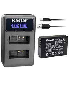 Kastar 1-Pack LP-E12Battery and LED2 USB Charger Compatible with Canon EOS 100D, EOS M, EOS M2, EOS M10, EOS M50, EOS M50 Mark II, EOS M100, EOS M200, EOS Rebel SL1, PowerShot SX70 HS Camera