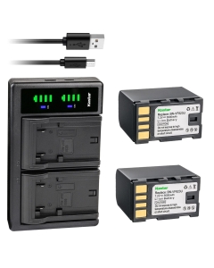 Kastar 2-Pack BN-VF823 Battery and LTD2 USB Charger Replacement for JVC GZ-HM400 GZ-HM400AC GZ-HM400-B GZ-HM400EU GZ-HM400-S GZ-HM400U GZ-HM400US GZ-HM80 GZ-HM90 GZ-MG530 GZ-MG530AC GZ-MG555
