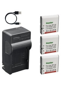 Kastar 3-Pack Battery and AC & USB-C Charger, Compatible with NP-40 CNP-40 BC-30L BC-31L for Exilim EX-Z EX-P EX-FC Series and 4K Digital Cameras